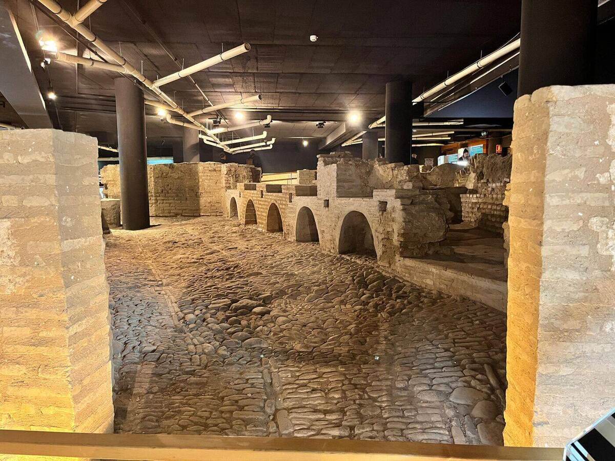 Excavated foundations of the Castle of San Jorge preserved beneath the Triana Market in Seville