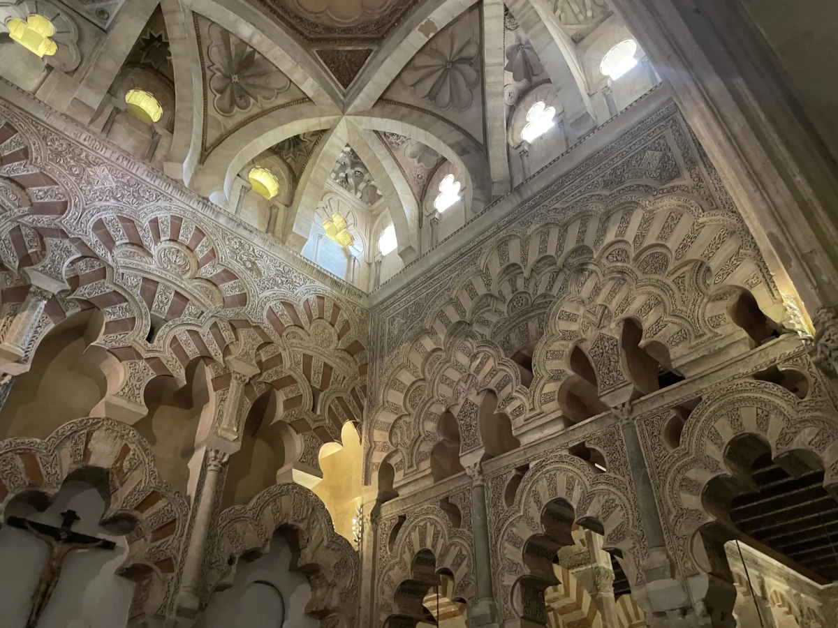 Red-and-white arches inside the Mosque-Cathedral of Córdoba